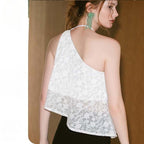 Yoga suit vest with lace mesh outside