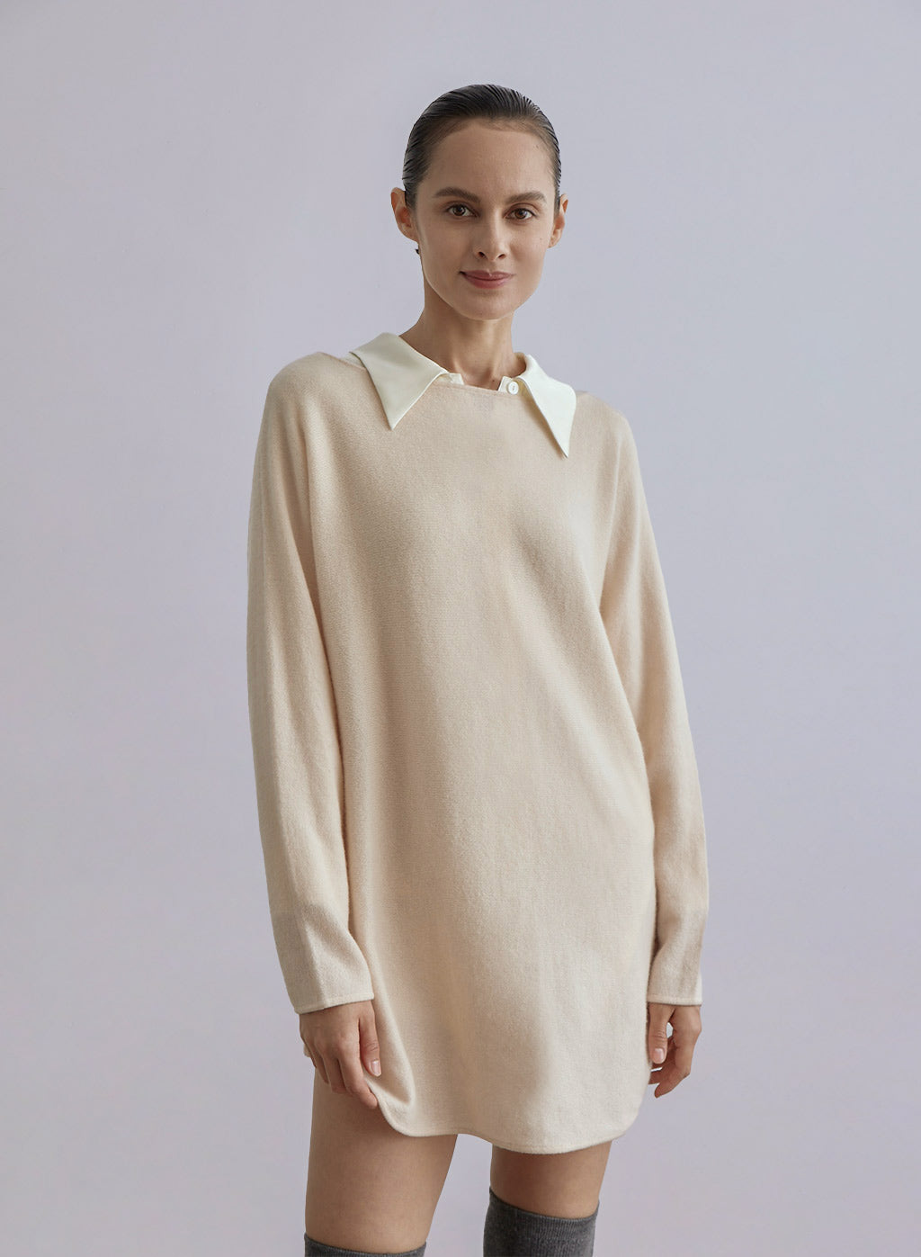 Boatneck Oversized Cashmere Sweater - Lunar, M image
