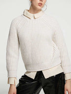 Loose Mock-neck Jumper - White, M image