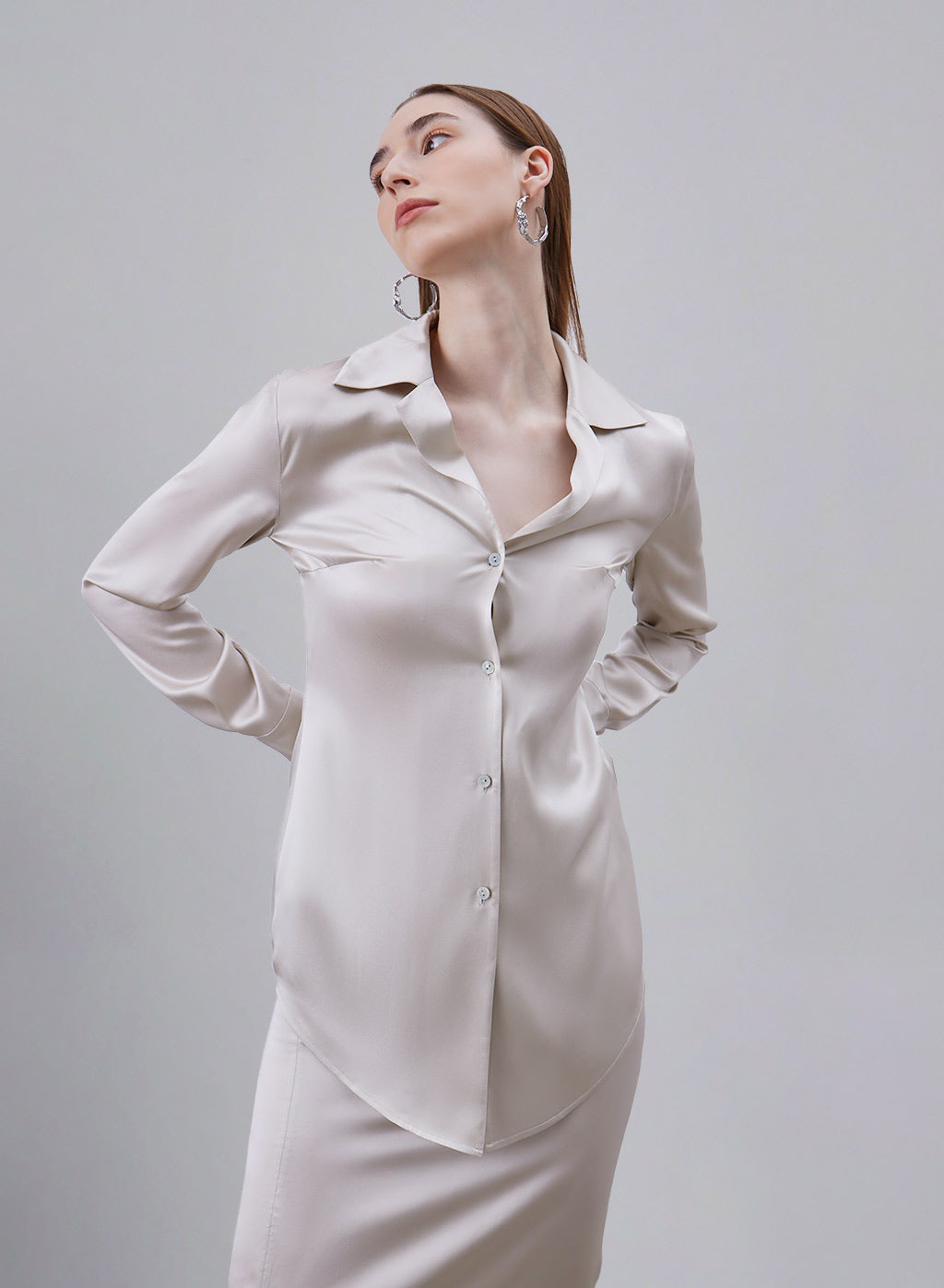 Notch Collar Silk Blouse image 0