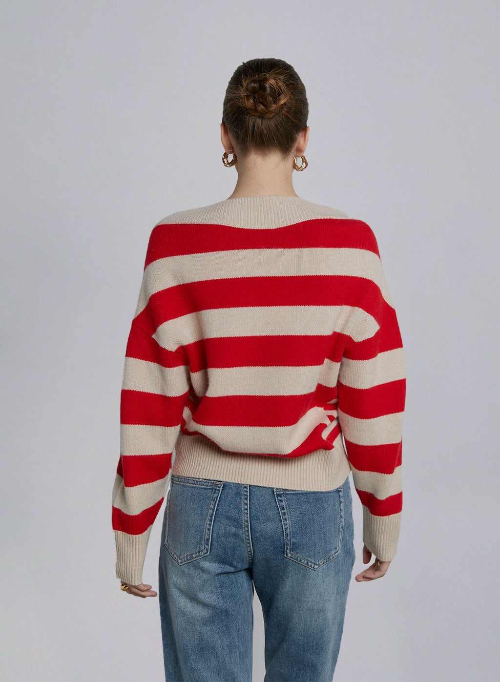 Square Neck Striped Wool Sweater image 1