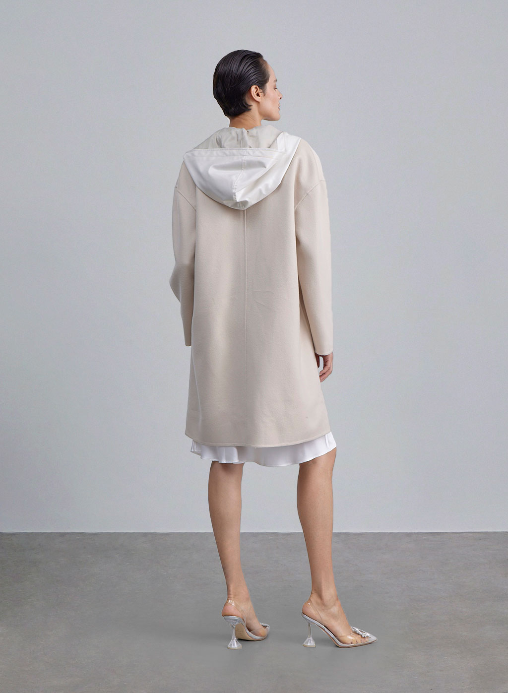 Hooded Zip-Up Wool Coat image 1