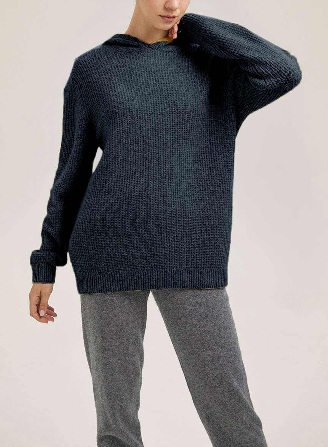 Relaxed Wool-Cashmere Hoodie - Navy, S image