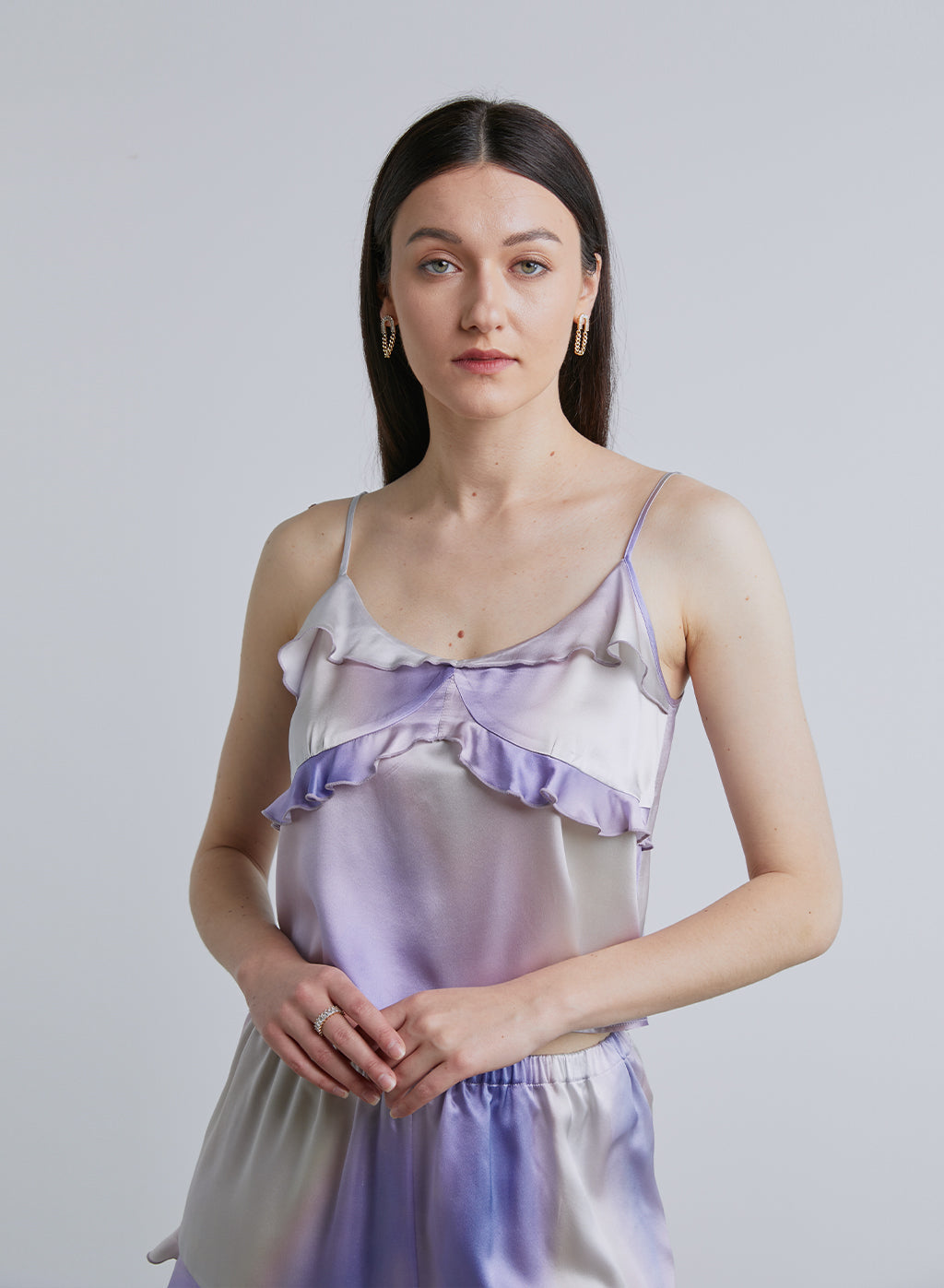 Ruched Peplum Silk Top image 0