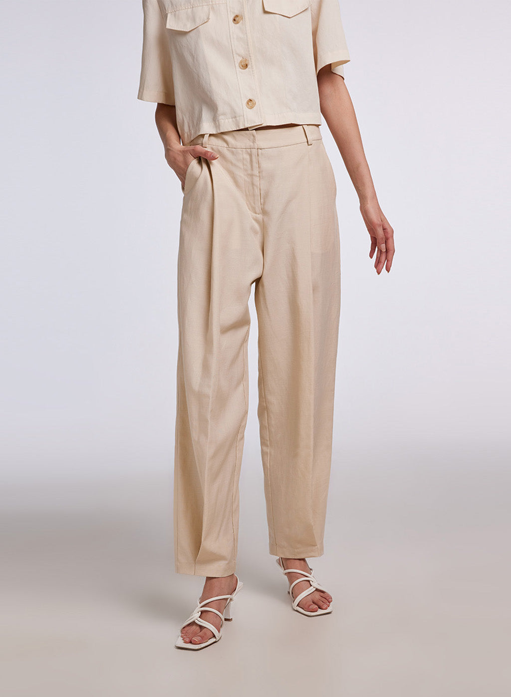 Tailored Full Length Pants - Linen, M image