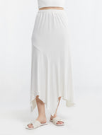 Elastic Waist Irregular Hem Skirt