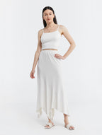 Elastic Waist Irregular Hem Skirt
