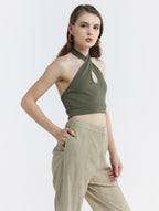 Cropped Keyhole Halter Top image 2
