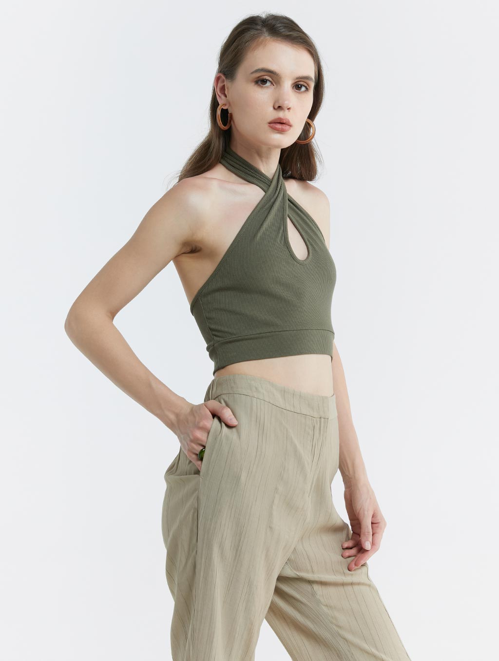 Cropped Keyhole Halter Top image 2