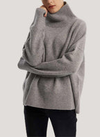 Roll-Neck Pure Cashmere Pullover Sweater - Smoke, M image