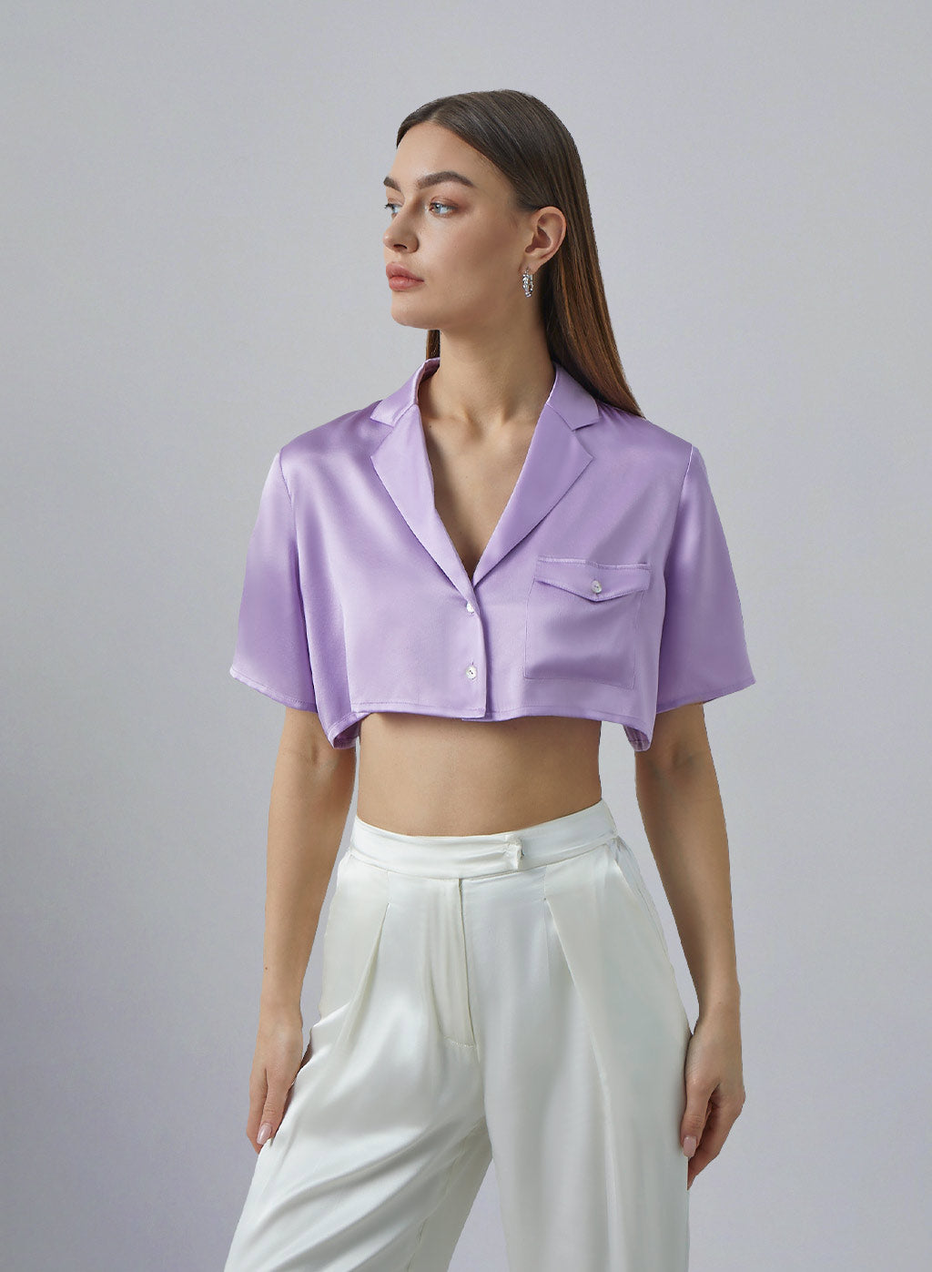 Patch Pocket Silk Crop Top image 0