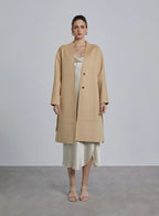V-neck Belted Wool Coat - Magnolia, L image