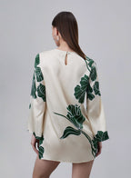 Printed Front Strap-winding Silk Dress image 3