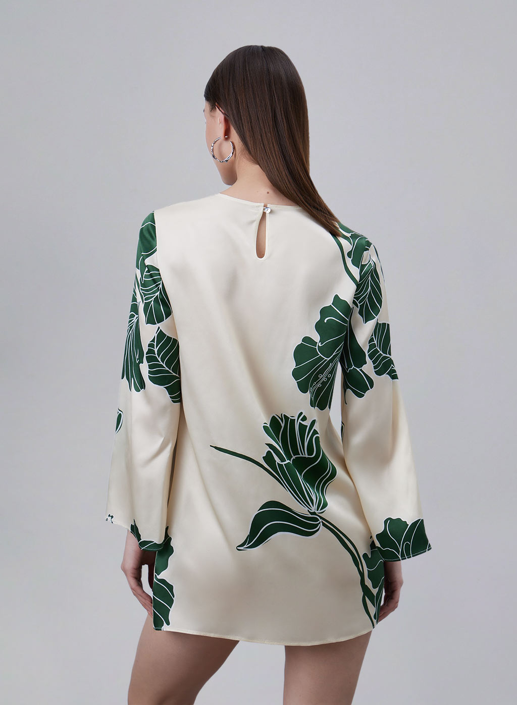 Printed Front Strap-winding Silk Dress image 3