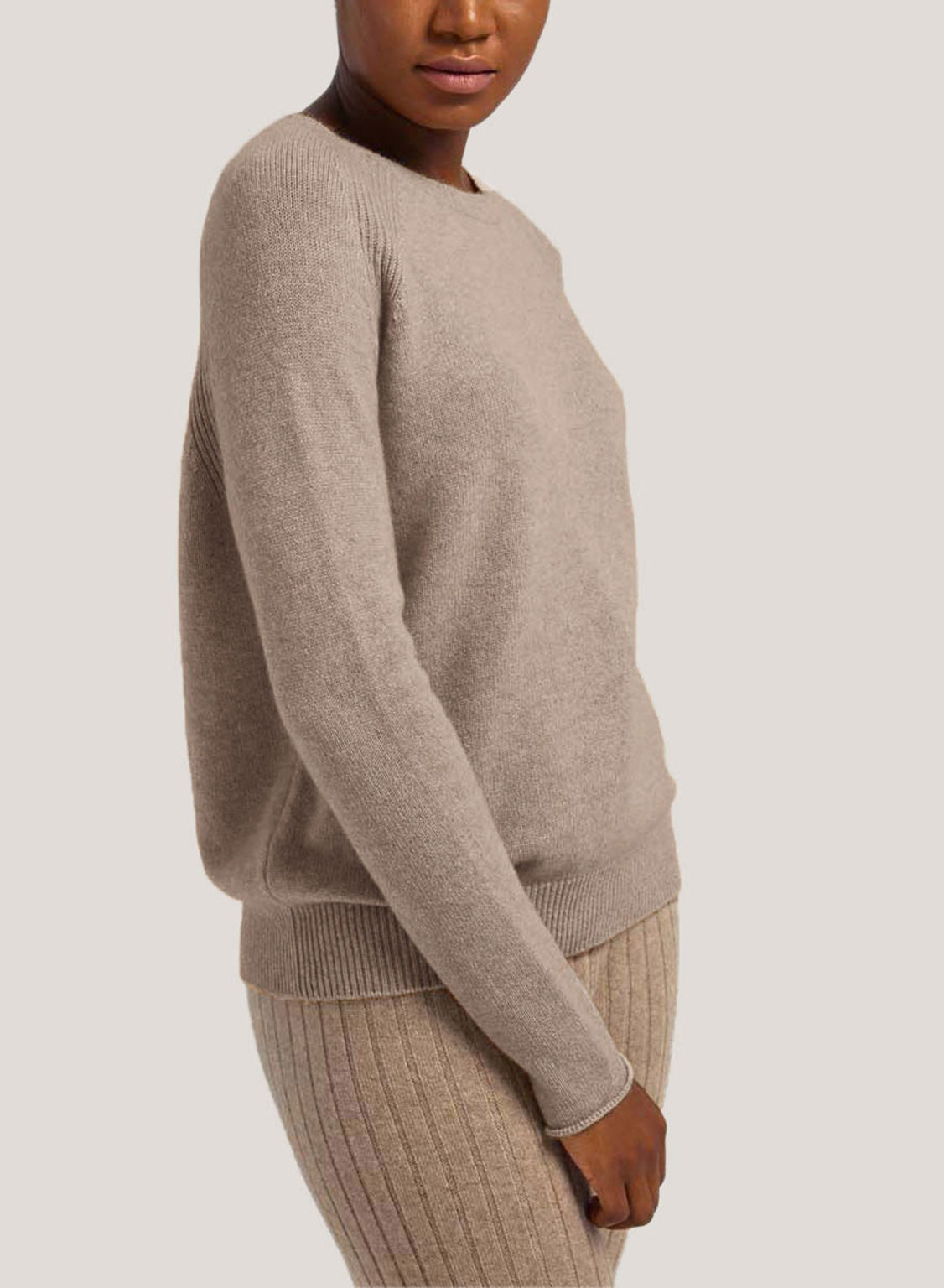 Crew-Neck Wool-Cashmere Sweater - Pale Taupe, L image