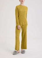 Camel Hair Leisure Rib-Knit Set - Lemon Yellow, M image