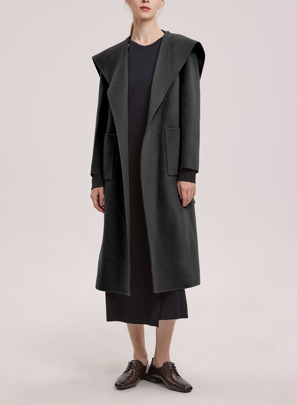 Esme Wool-Cashmere Shawl Coat - Black, M image