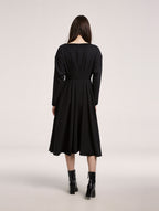 Boat Neck Long-sleeved Wool Dress image 1