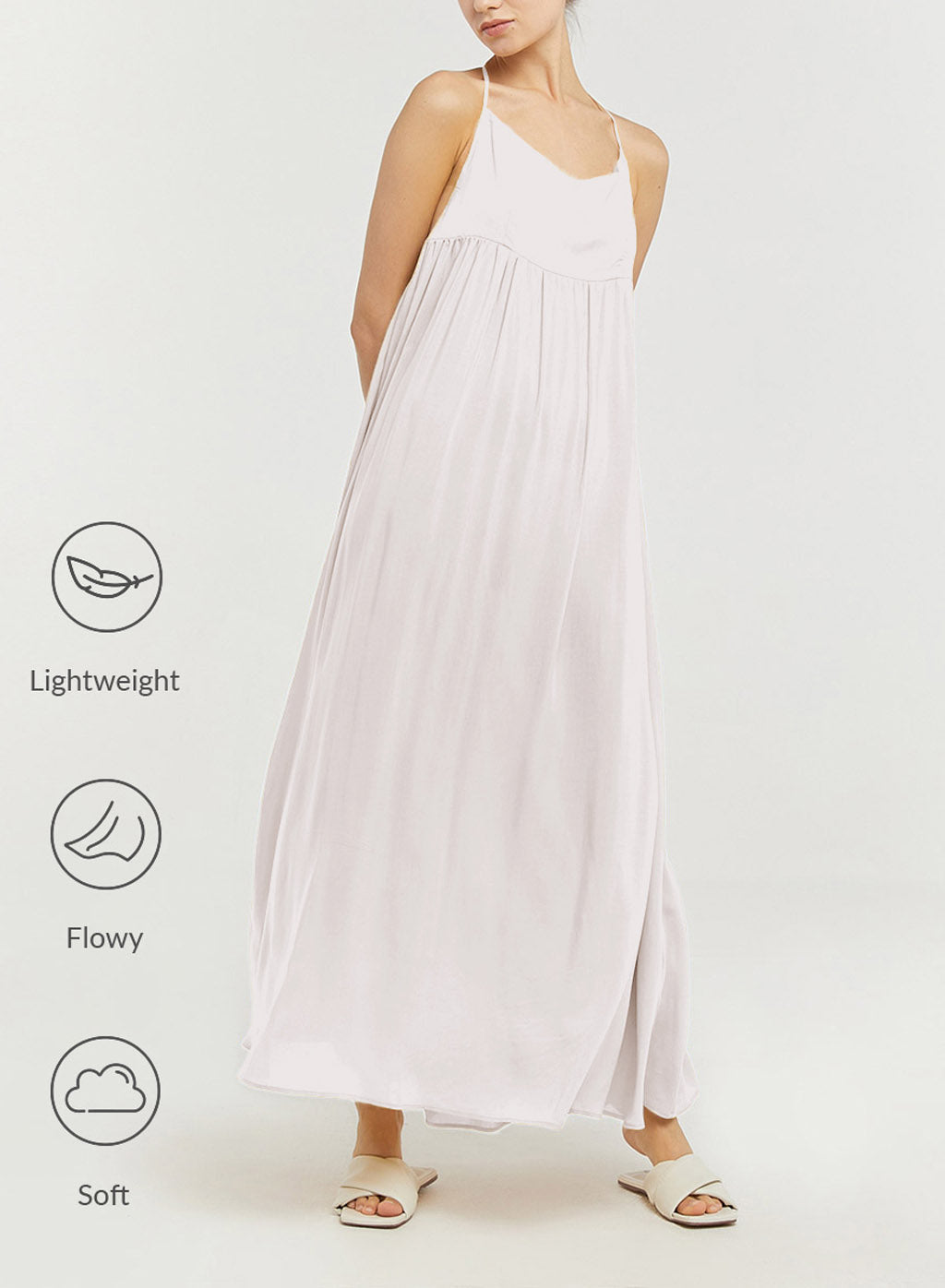 Backless Halter Dress - Pearl White, M image