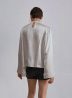 Maison Stand-away Collar Silk Blouse image 1