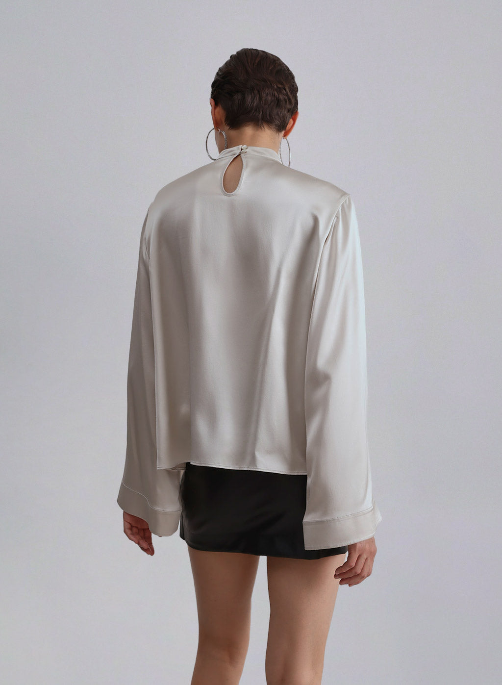 Maison Stand-away Collar Silk Blouse image 1