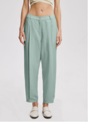 Linen-Blend Tapered Pants