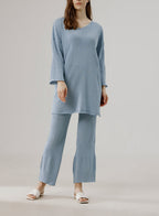 Cotton Rib Knit Set - Dusty Blue, S image