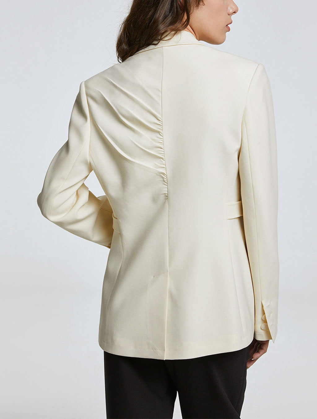 Gathered Waist Notched Lapel Blazer image 1