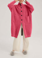 Box-Cut Camel Hair Cardi - Bright Pink, L image