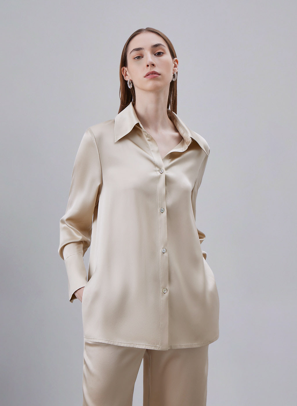 Extended Cuff Silk Blouse image 0