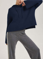 Cropped Wool-Cashmere Hoodie - Navy, S image