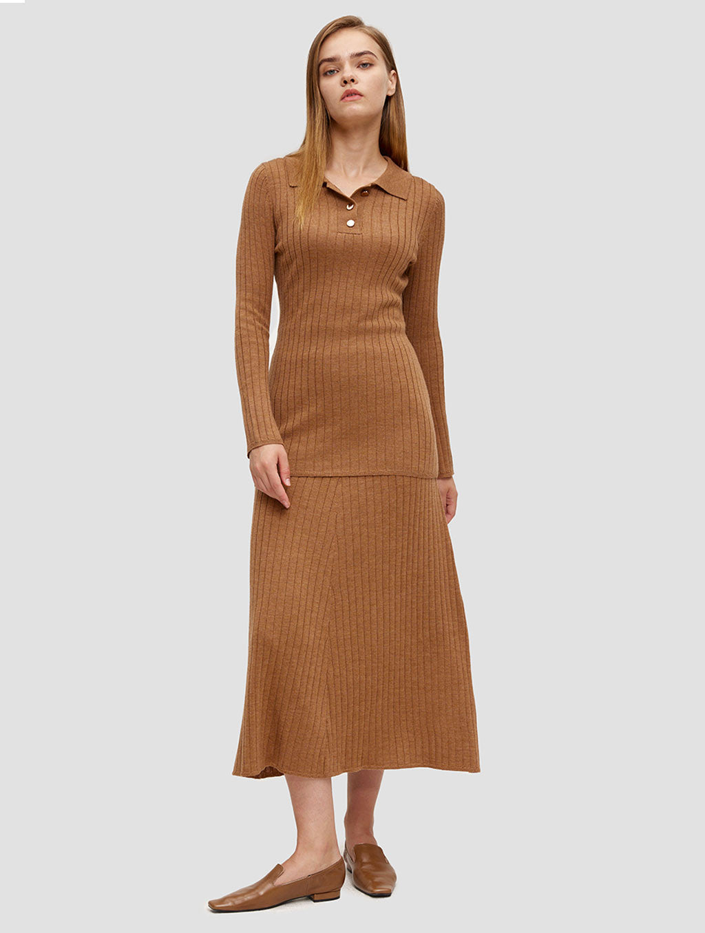 fare hem knit skirt - whole body -toffee