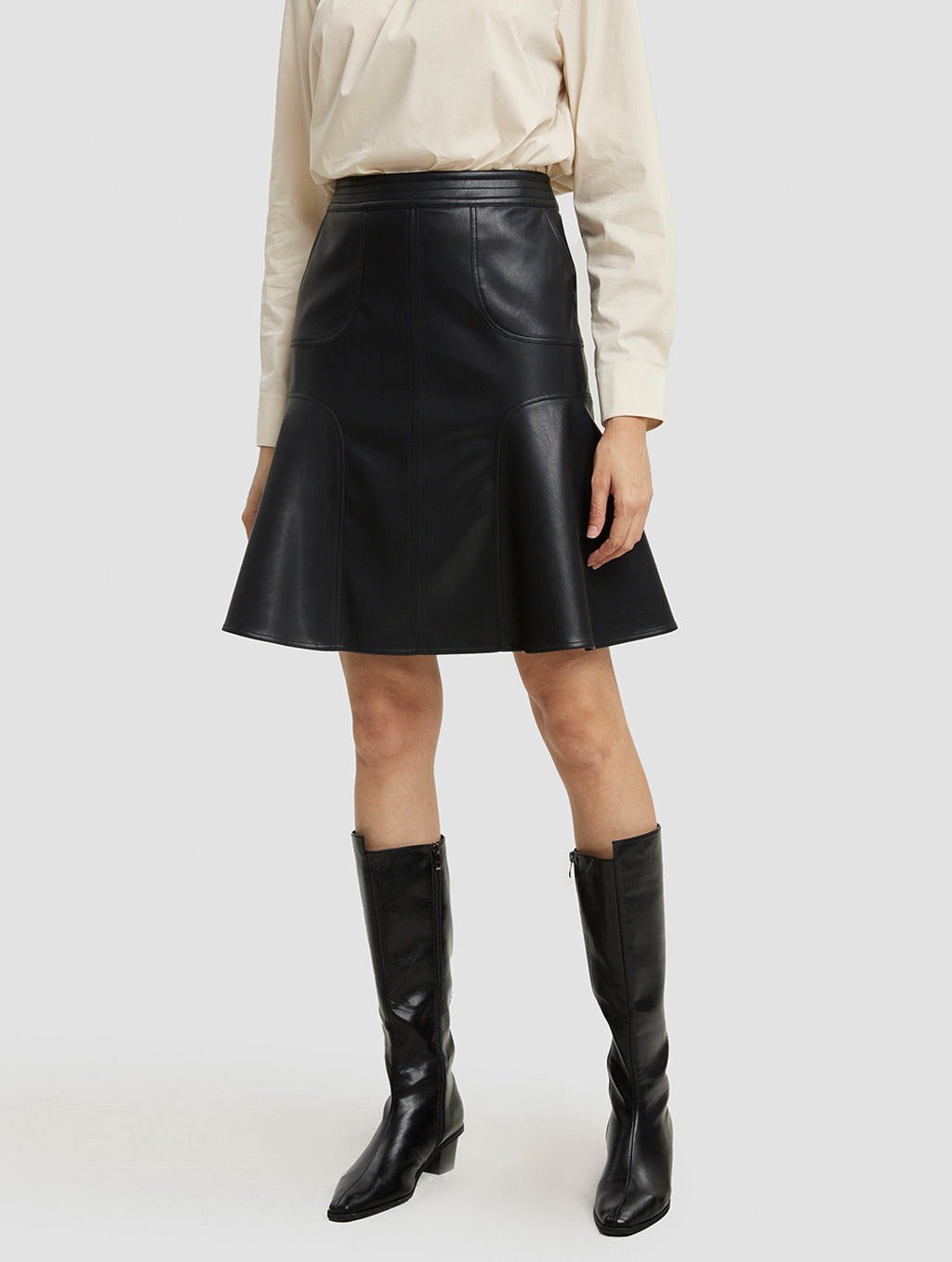 Faux Leather Skater Skirt