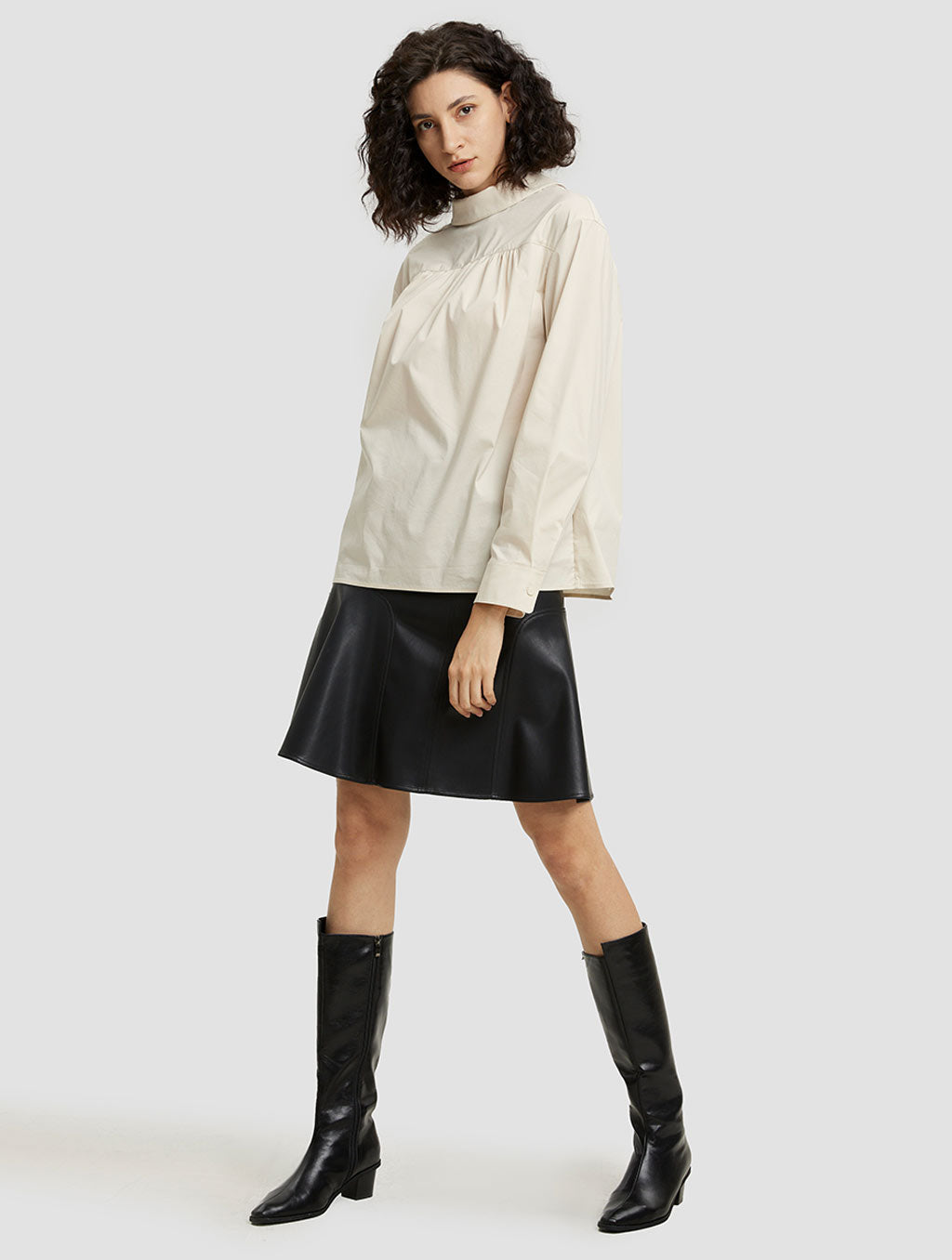Faux Leather Skater Skirt