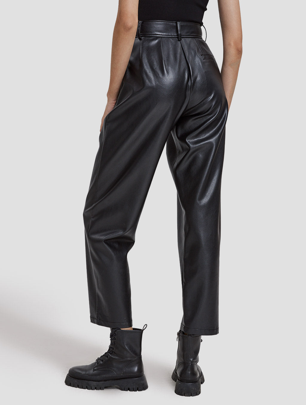 Faux Leather Tapered Pants