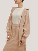 Wool-Cashmere Cardigan With Hooded - Beige, L image