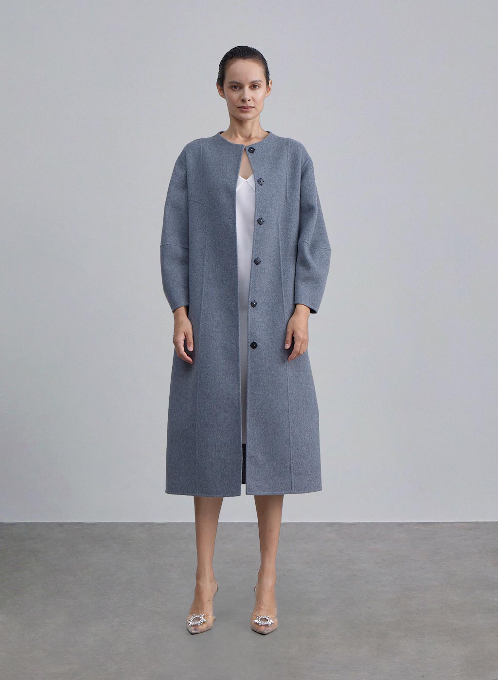Jackie Belted Double-faced Coat - Gray, S image