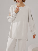 Cut Out Sleeve Sweatshirt - White, M image