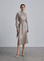 Batwing Sleeves Silk Shirt Dress - Silver Birch, XS image