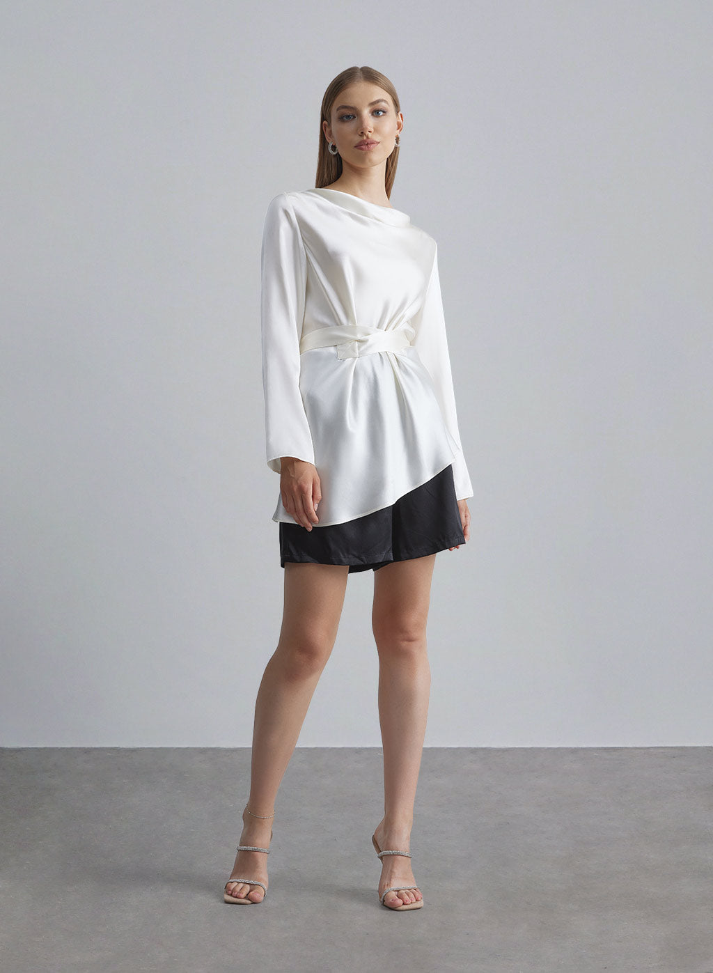 Back Tie-knot Silk Top - Ivory, S image