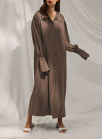 Drape Shirt Robe - Dark Brown, S image