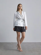Piping Kimono Silk Blazer image 0