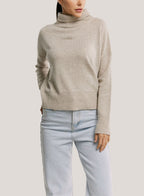 Roll-Neck Pure Cashmere Pullover Sweater - Oatmeal, L image