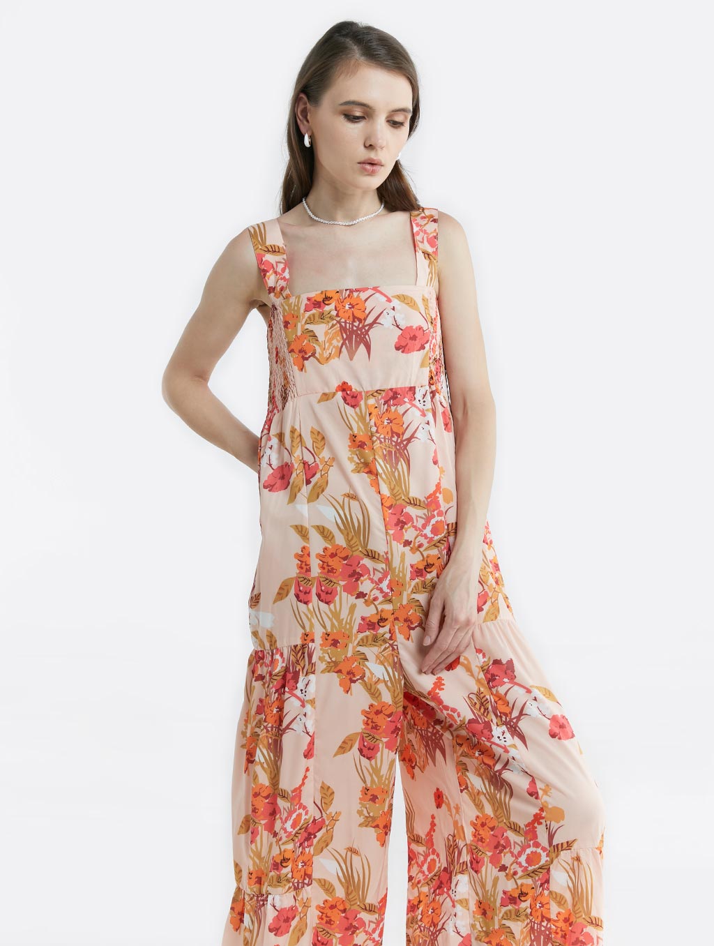 Square Neck Floral Jumpsuit - Cosmos, S image
