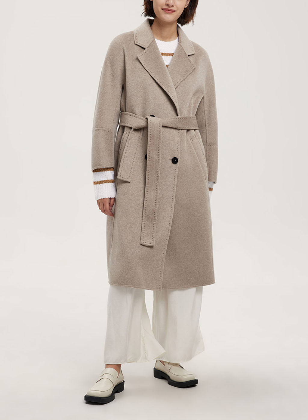 Esther Belted Pure Cashmere Coat - Butter Cream, L image