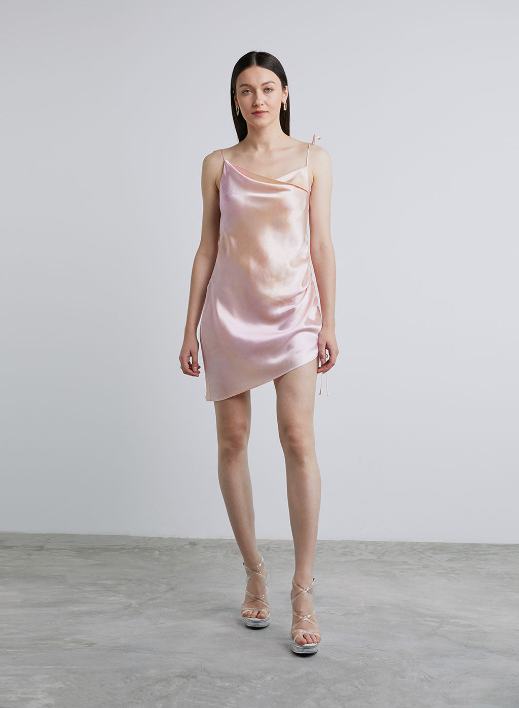 Halterneck Drawstring Silk Mini Dress image 0