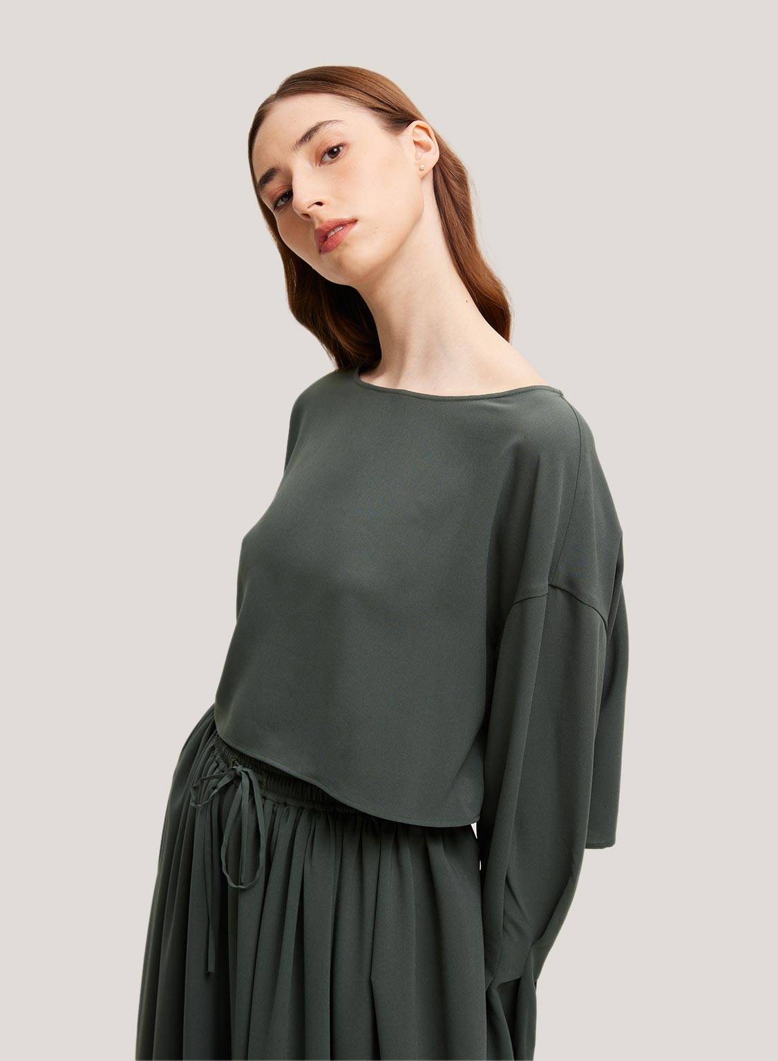 Flounce Sleeve Boxy Blouse