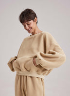 Fuzzy Puff-Sleeve Sweatshirt