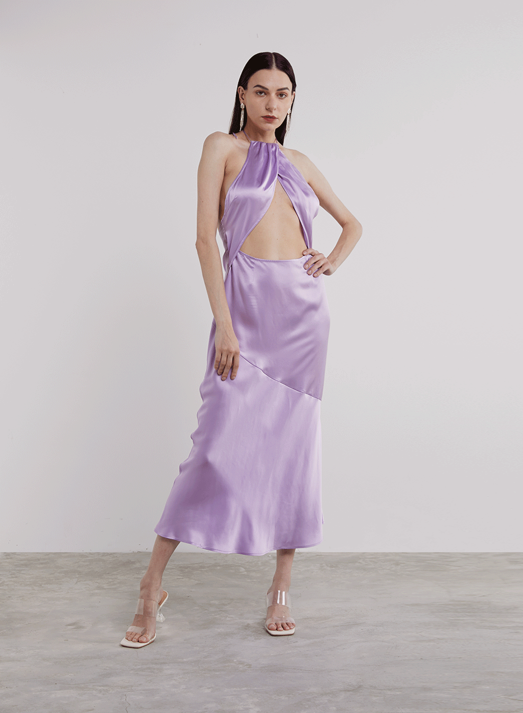 Halterneck Mermaid Silk Midi Dress