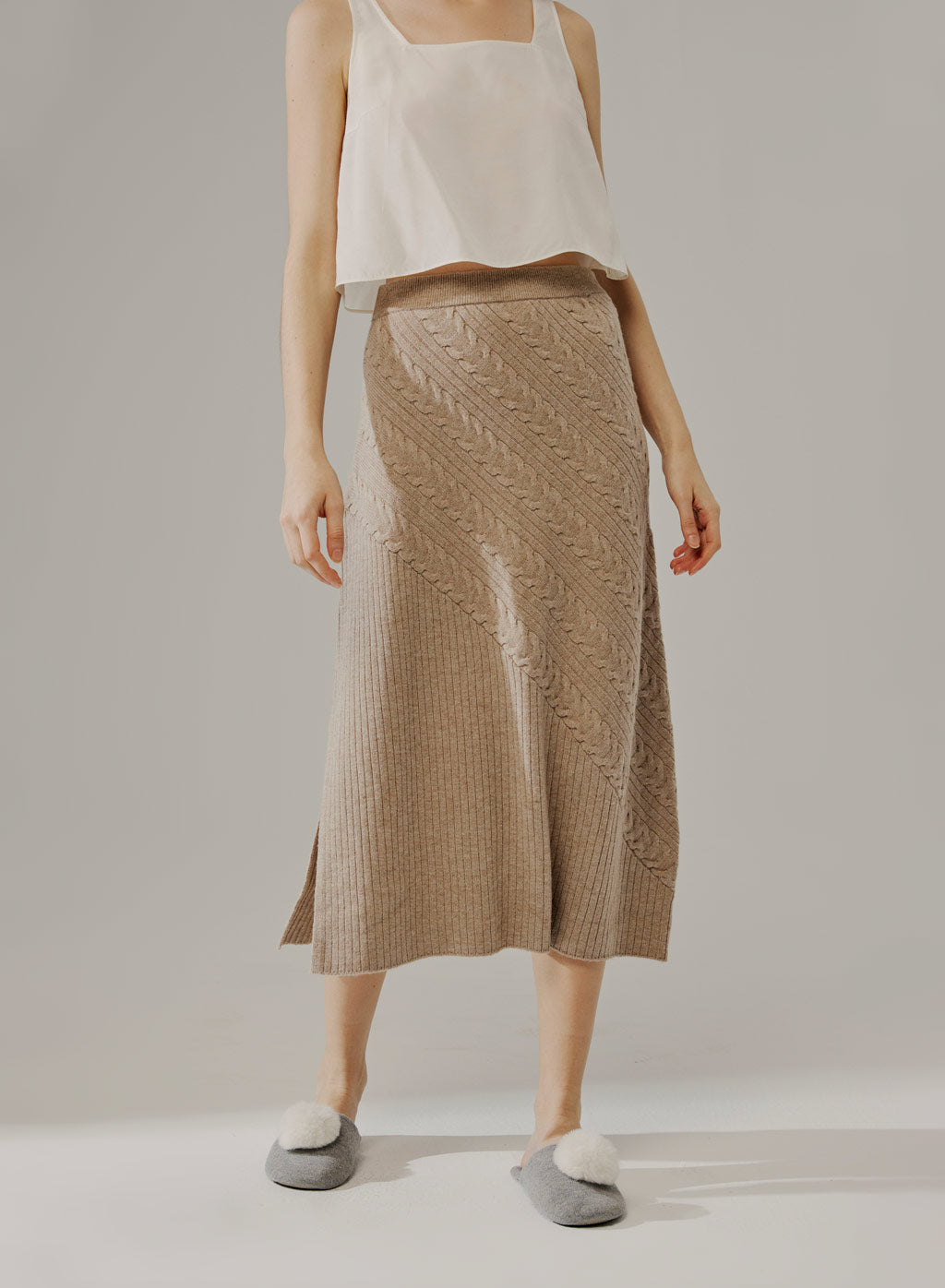 Cable Knit Midi Skirt